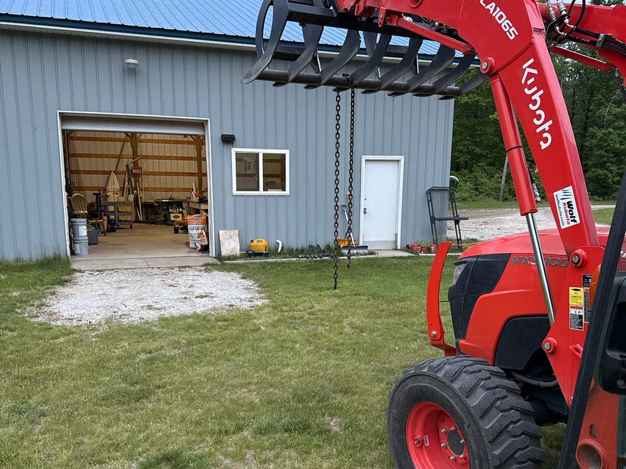 Pole barn with equipment